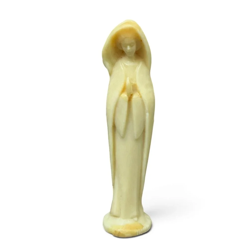 Vintage Carved Plastic Figurine Virgin Mary Madonna Hong Kong 2.5